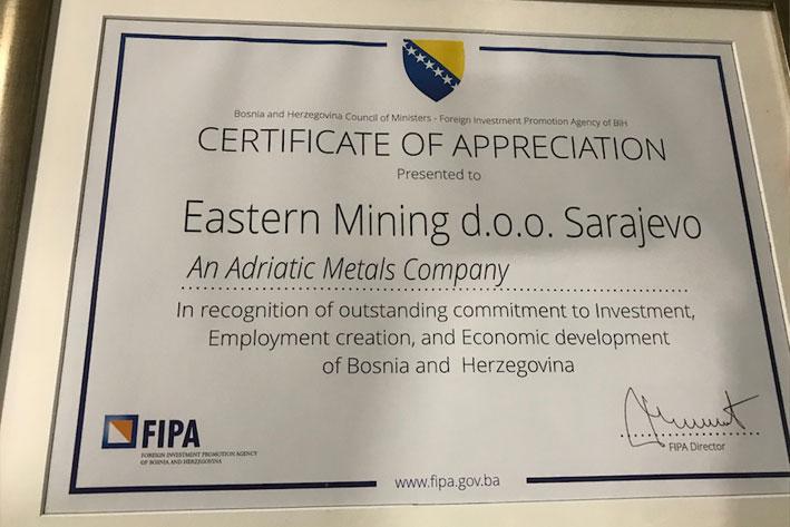 Eastern mining među najboljim stranim investitorima u BiH